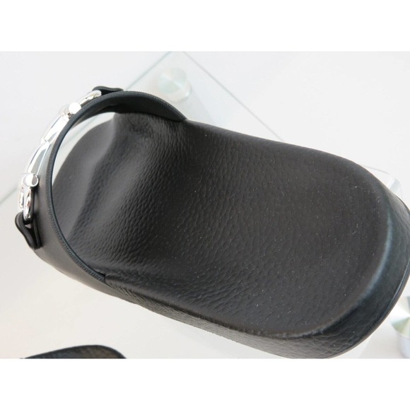 NIB FERRAGAMO GROOVY 11 BLACK RUBBER SILVER GANCINI BIT LOGO SANDALS SLIDES 11 M - Picture 9 of 13